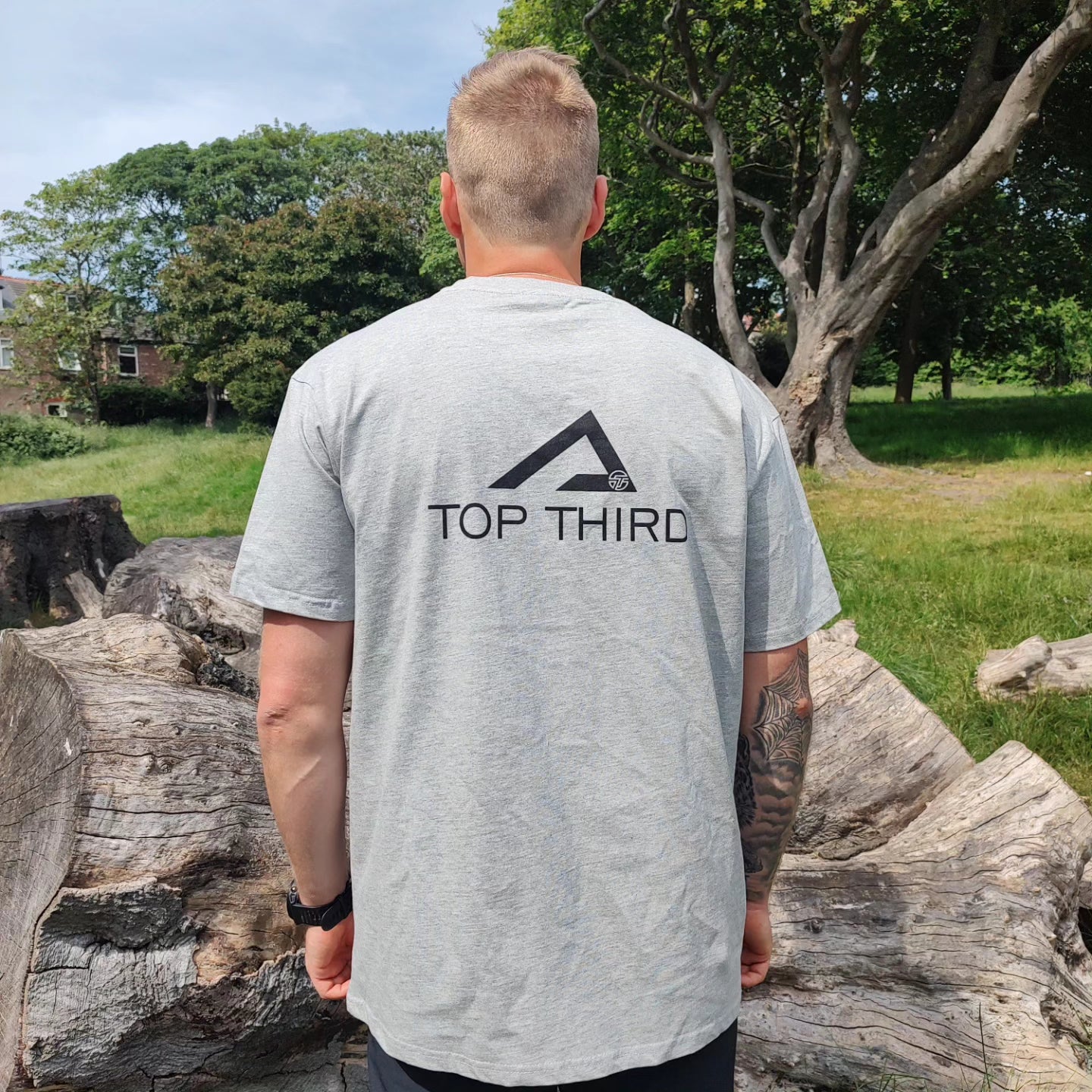 TOP THIRD First Generation T Shirt Heather Grey with Black Logo